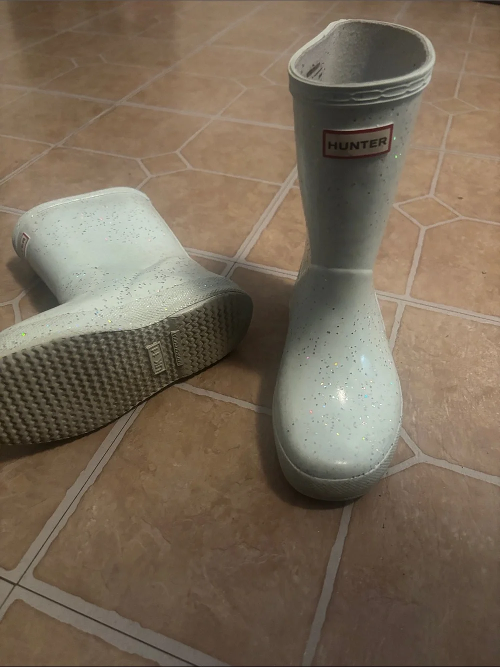 Hunter Kids Mint Glitter Rain Boots